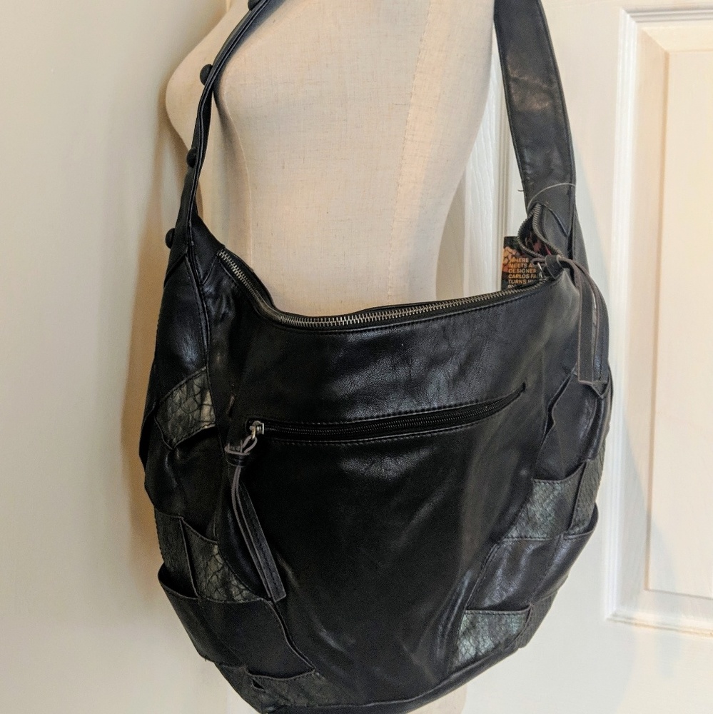 Falchi by Carlos Falchi vegan leather black hobo